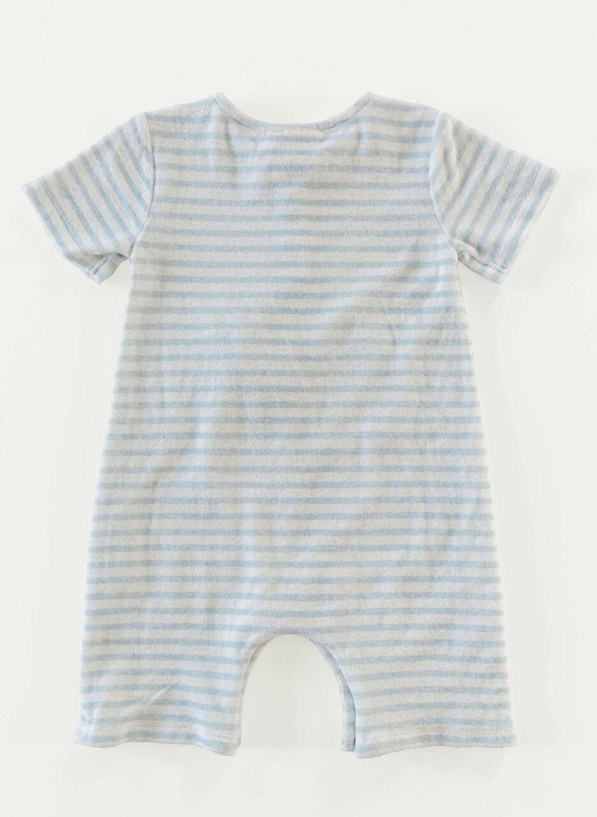 Walker Terry Romper - Blue & White Stripe