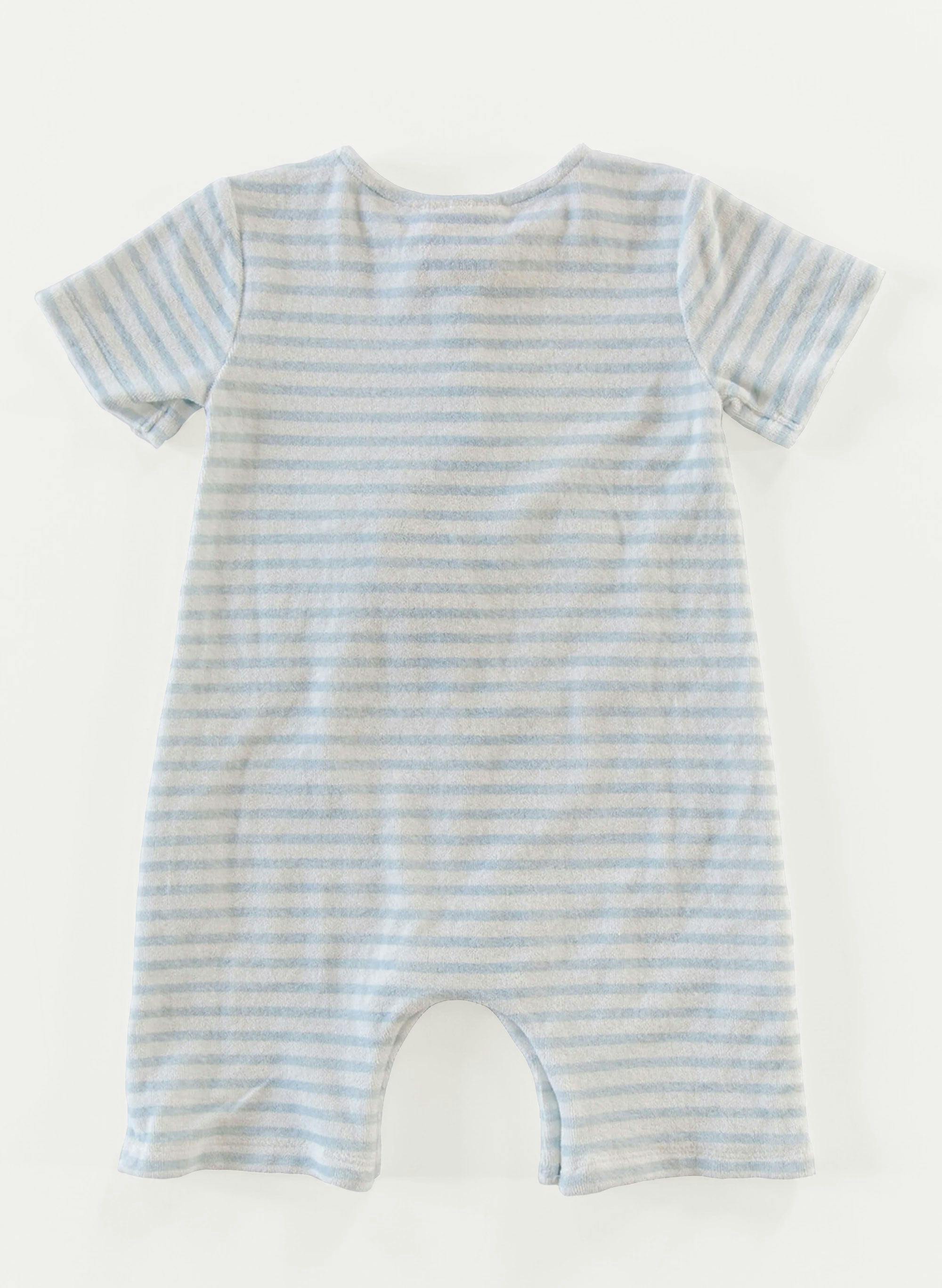 Walker Terry Romper - Blue & White Stripe