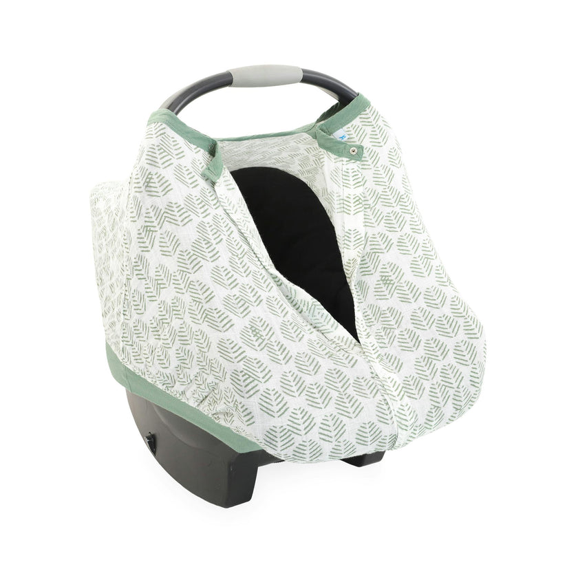 Cotton Muslin Car Seat Canopy - Leaf Motif