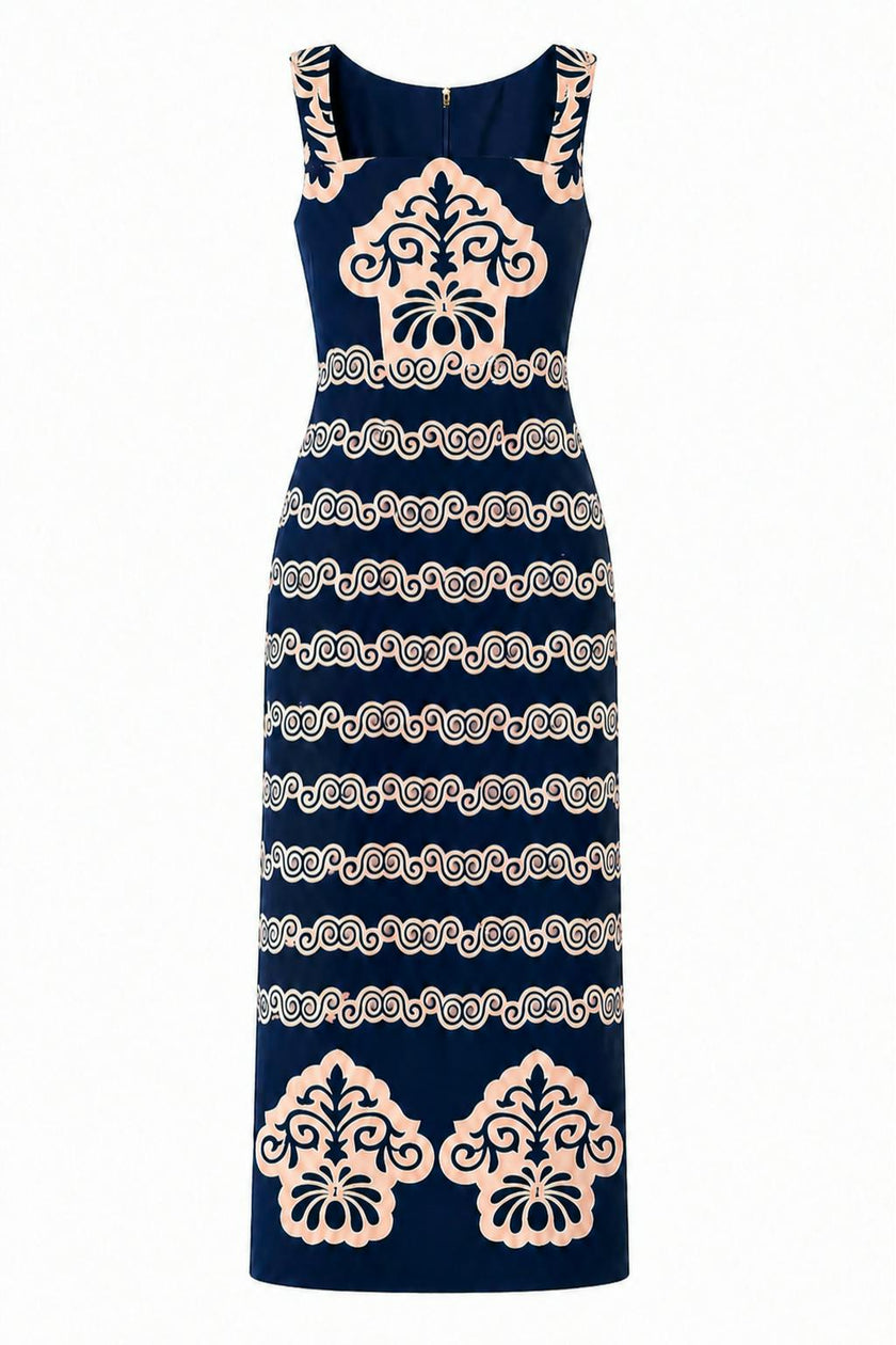 Skylar Navy Sea Wall Midi Dress