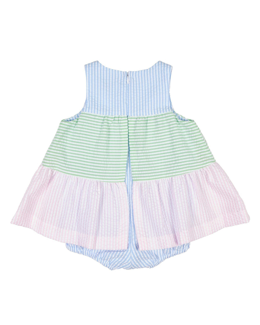 Seersucker Romper With Tulips