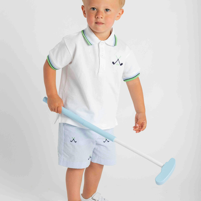 Knit Polo With Golf Clubs