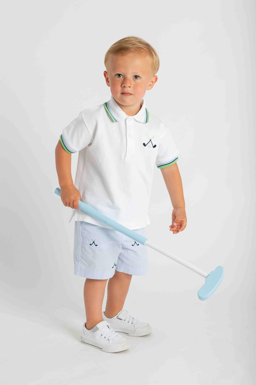 Knit Polo With Golf Clubs