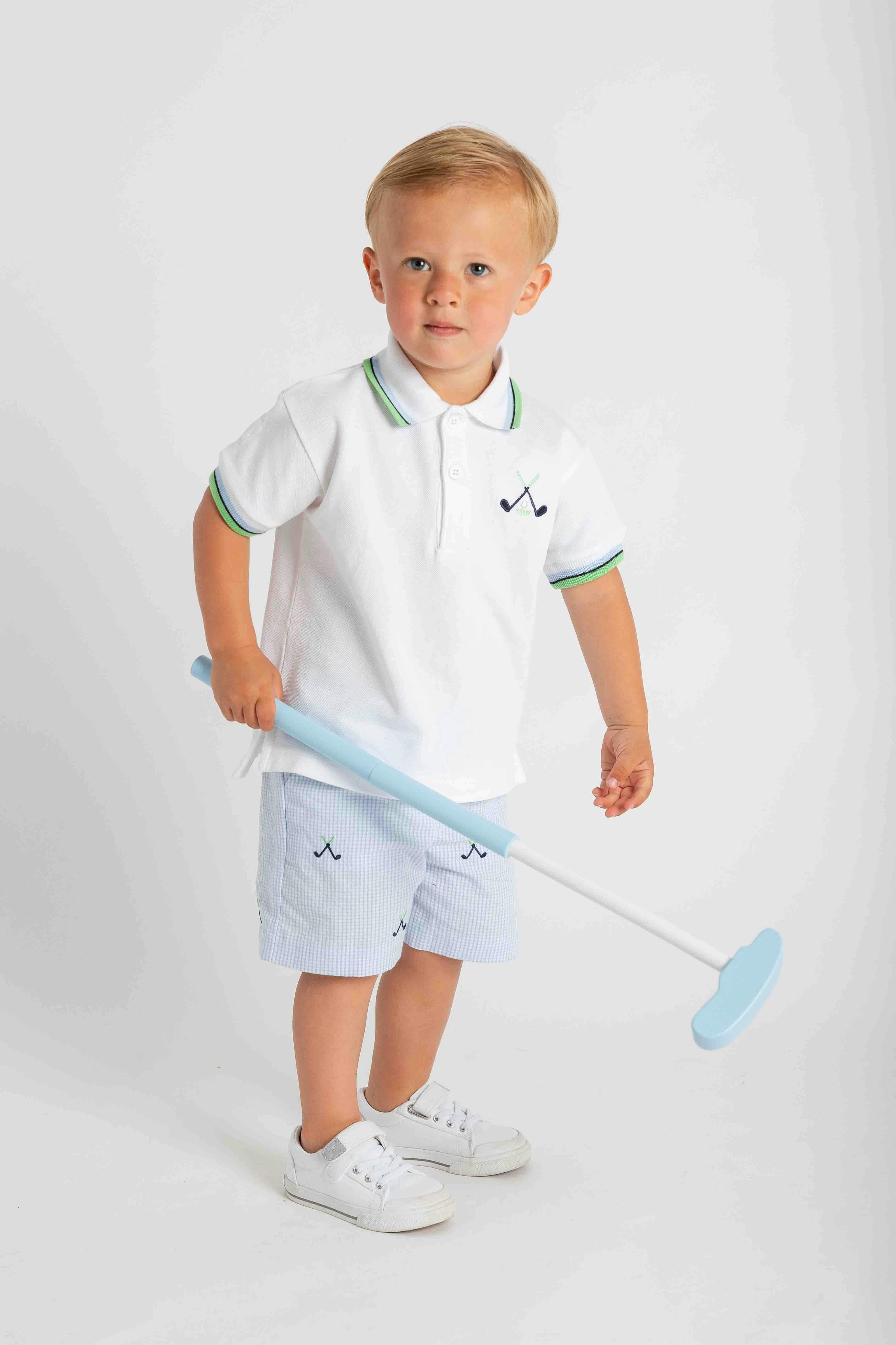 Knit Polo With Golf Clubs