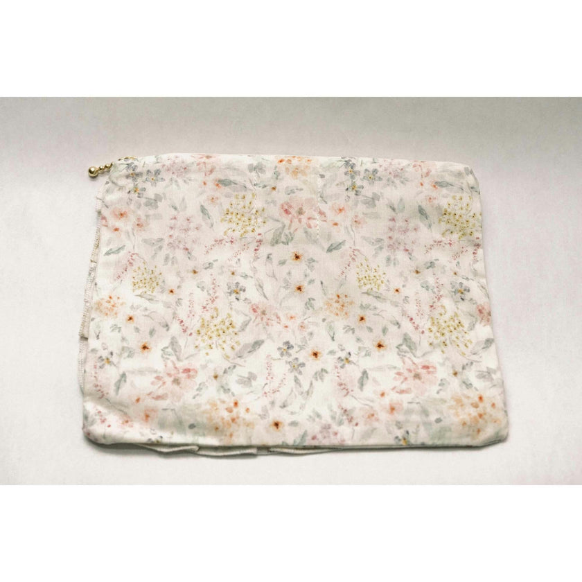 Dewdrop Meadow Timeless Floral Ruffle Zipper Pouch