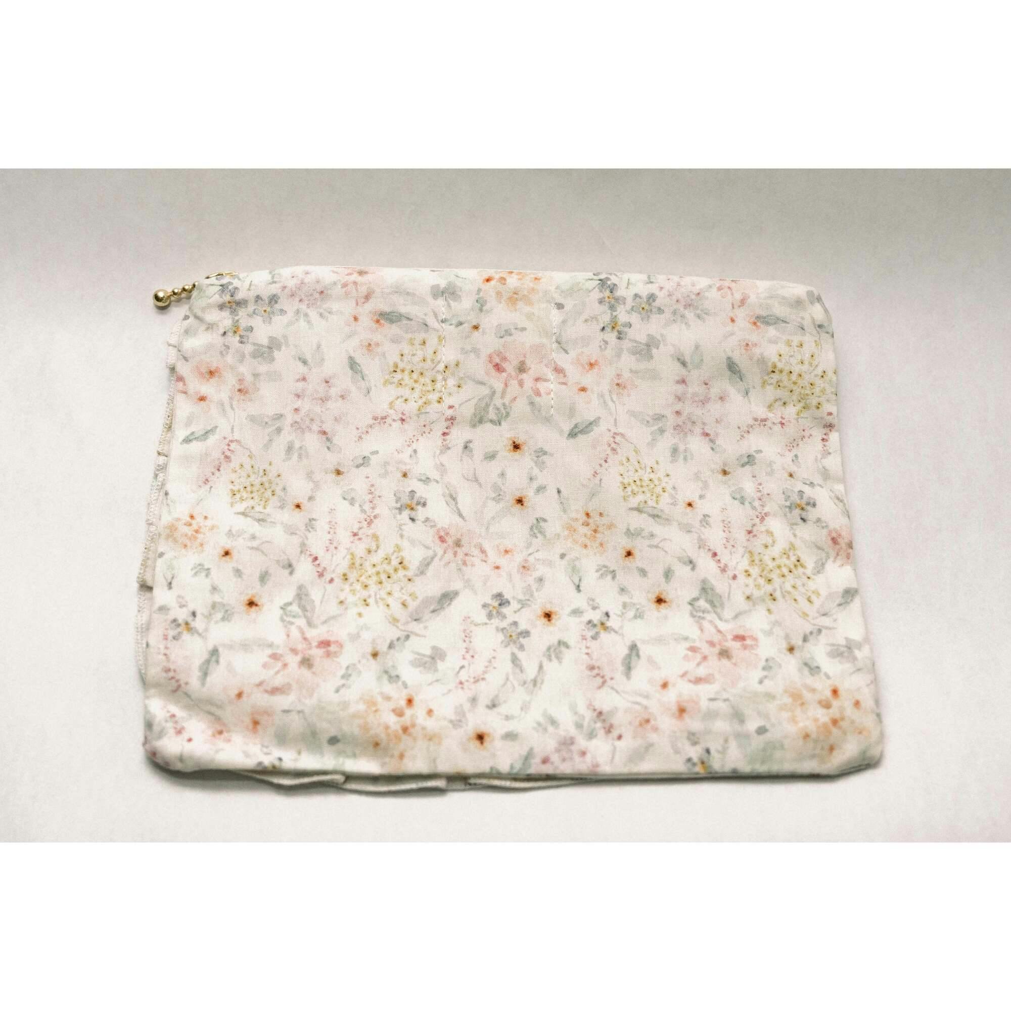Dewdrop Meadow Timeless Floral Ruffle Zipper Pouch