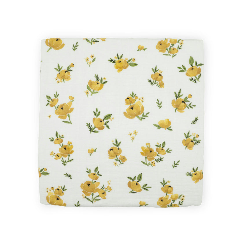 Organic Cotton Muslin Swaddle Blanket 2 Pack - Yellow Roses (Walmart)