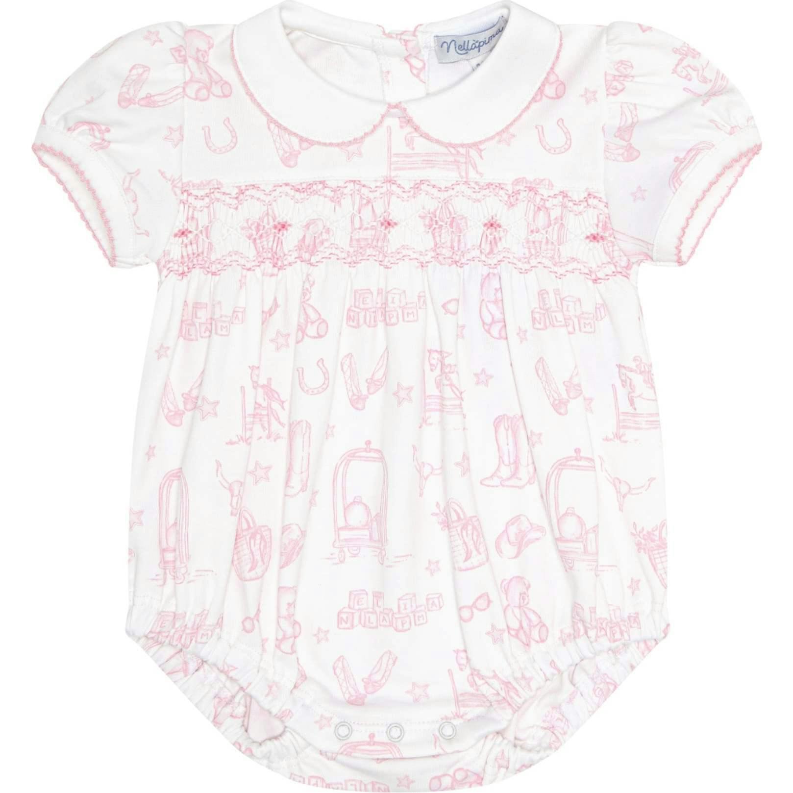 Pink Lone Star Toile Smocked Bubble