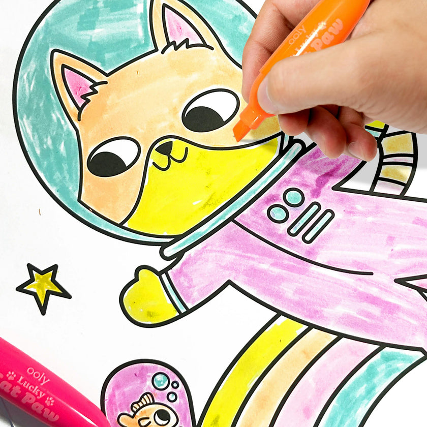 Lucky Cat Paw Scented Neon Highlighters - Set of 6