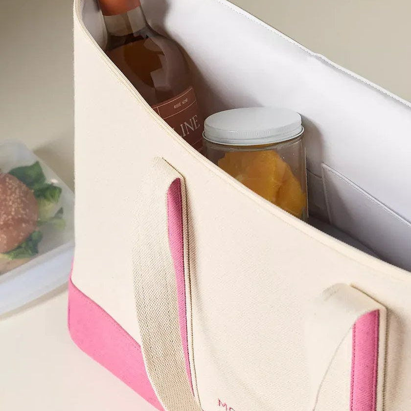 Insulated Soft-Shell Cooler Tote, Pink Canvas