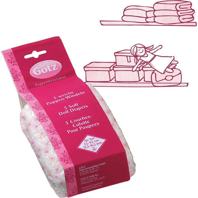 Happy Flower Doll Sized Diapers for 13" Baby Dolls
