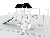 Craftsman | Modern Wooden Swing Set with Slide, Climber & Sandbox