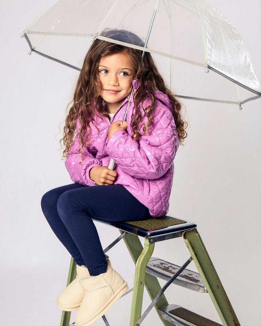 Kids Puffer Jacket in Hi-Gloss Pink Lavender
