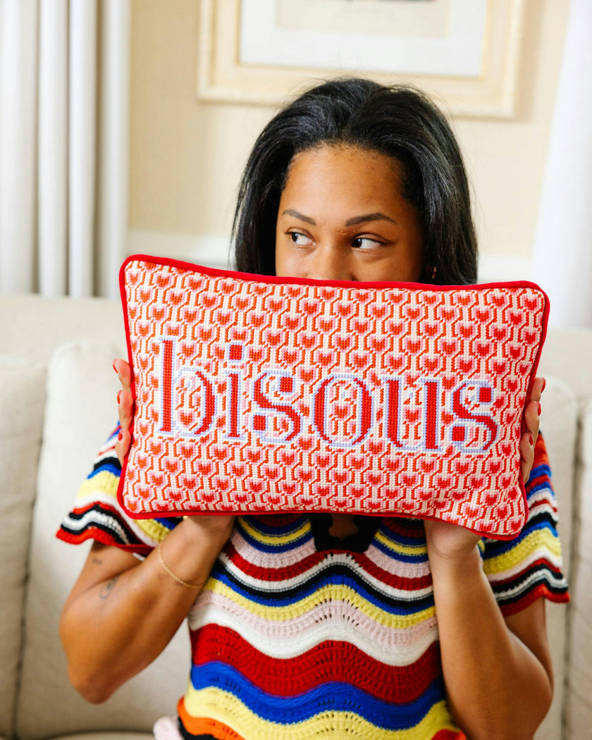 Bisous Needlepoint Pillow