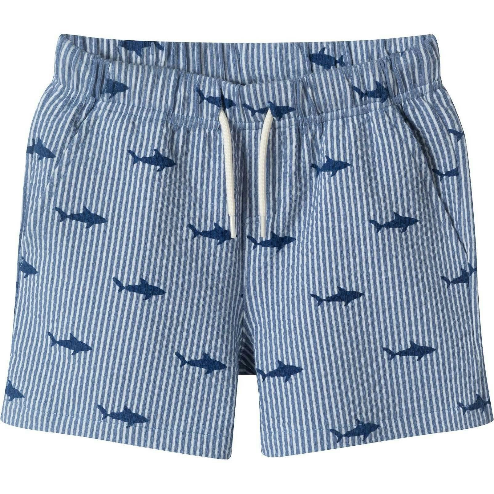 Boys Short Sleeve Cabana Set | Navy Stripe Shark