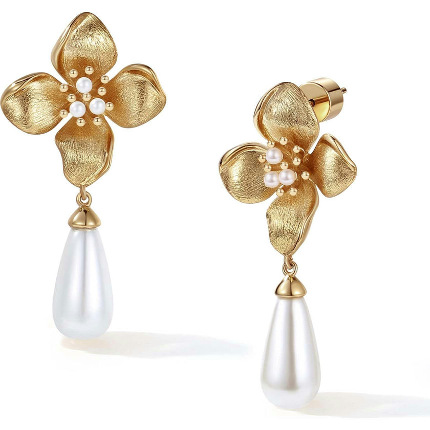 Iris Blossom Pearl Earrings