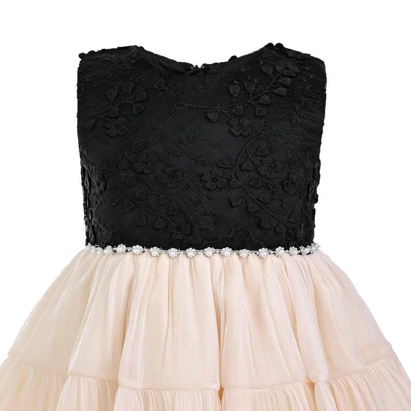Black Veyona Lace Tulle Dress