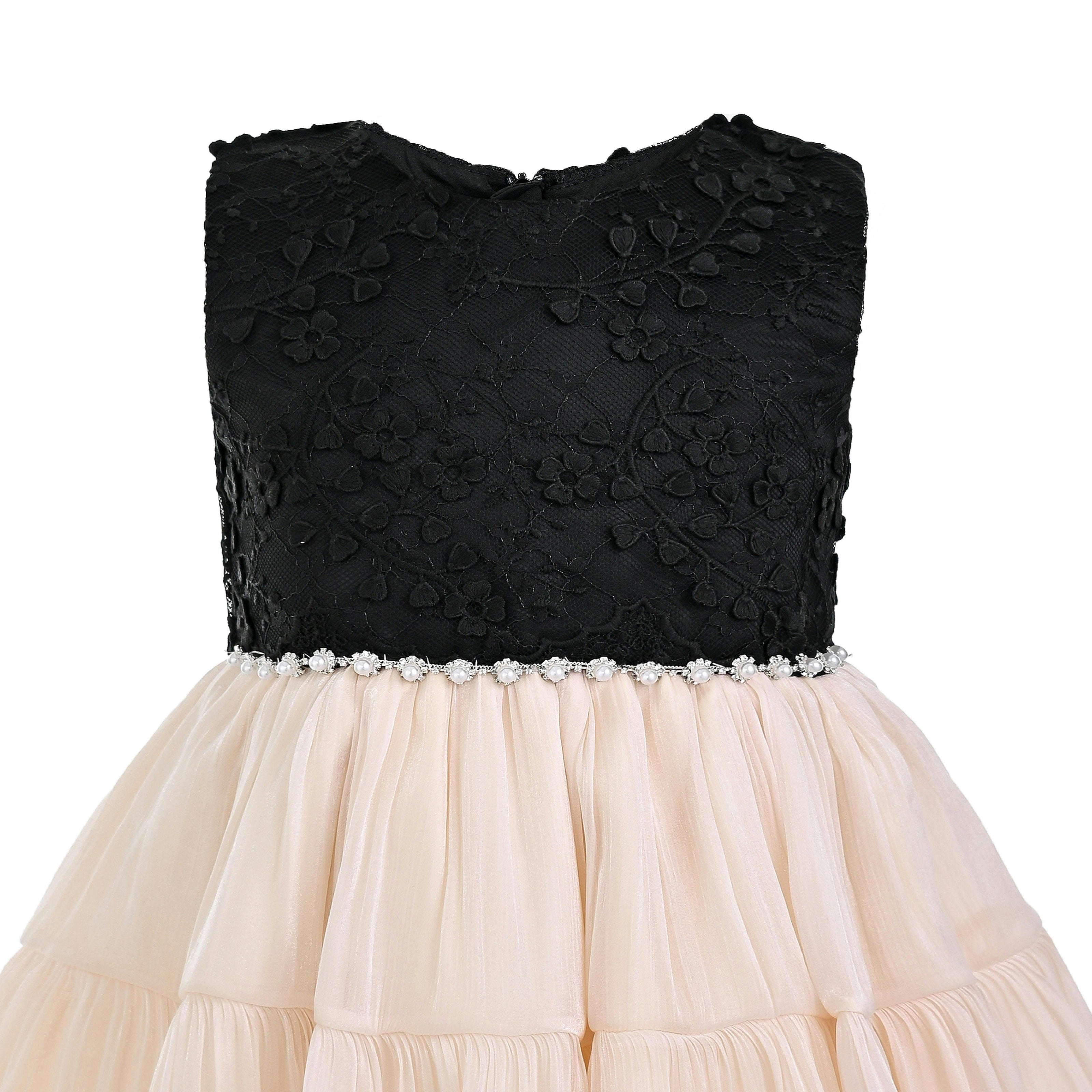 Black Veyona Lace Tulle Dress