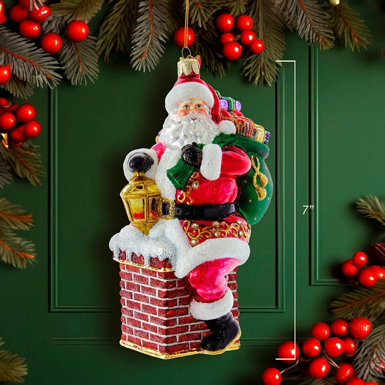 Kurt Adler 7-Inch Bellisimo Santa In Chimney Ornament