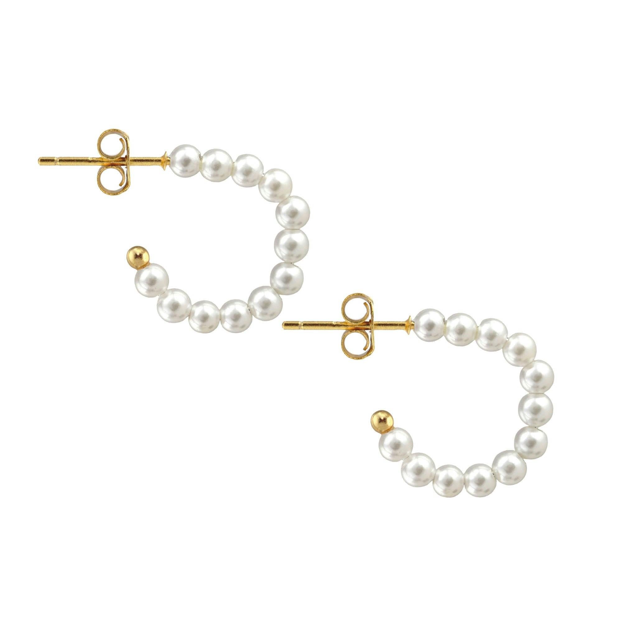 Freshwater Pearl Huggie Post Hoop Earrings