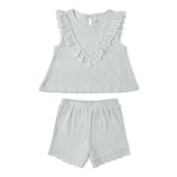 Organic Ruffle Top & Shorts Set - Fog