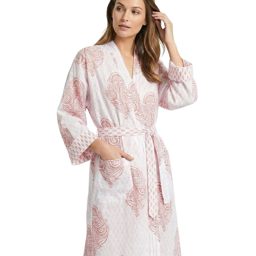 Block-Printed Cotton Women'S Robe