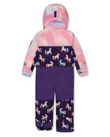 Kids One Piece Play Snowsuit Purple Unicorn Print