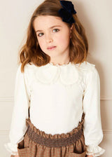 Lace Trim Petal Collar Top in Cream (3-10yrs)