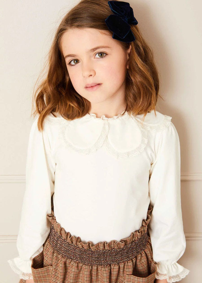 Lace Trim Petal Collar Top in Cream (3-10yrs)