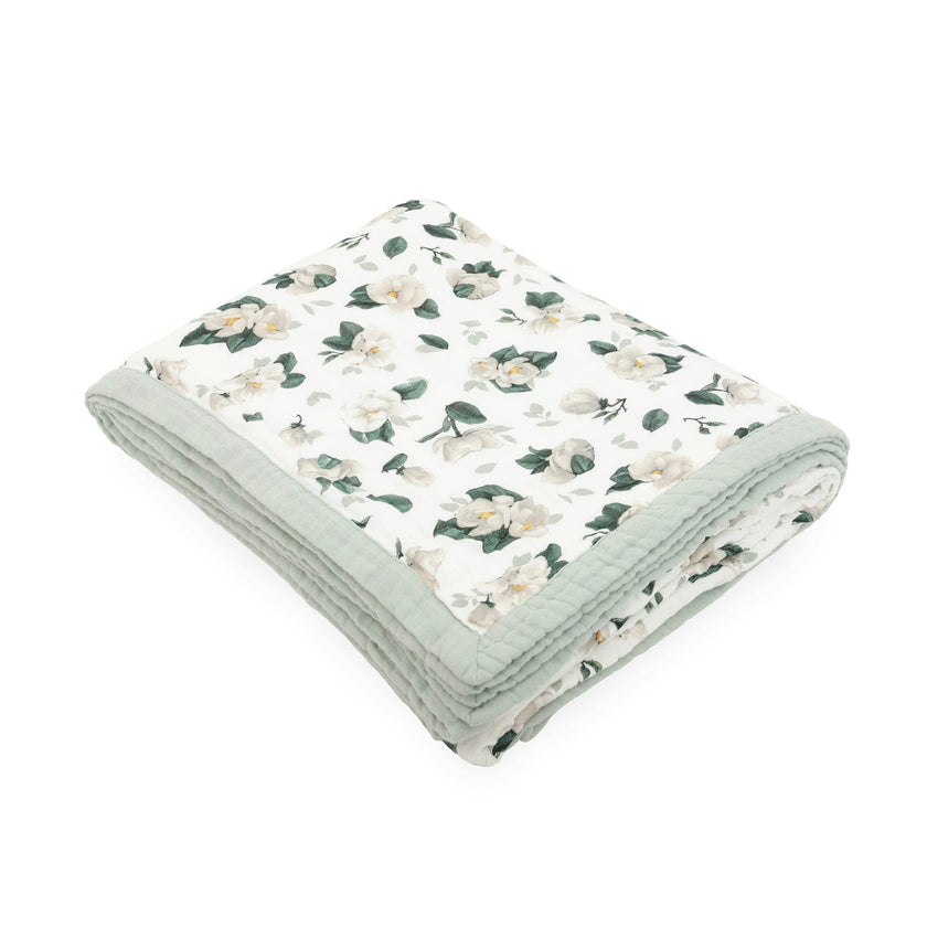 Organic Cotton Muslin Quilted Throw - Magnolia