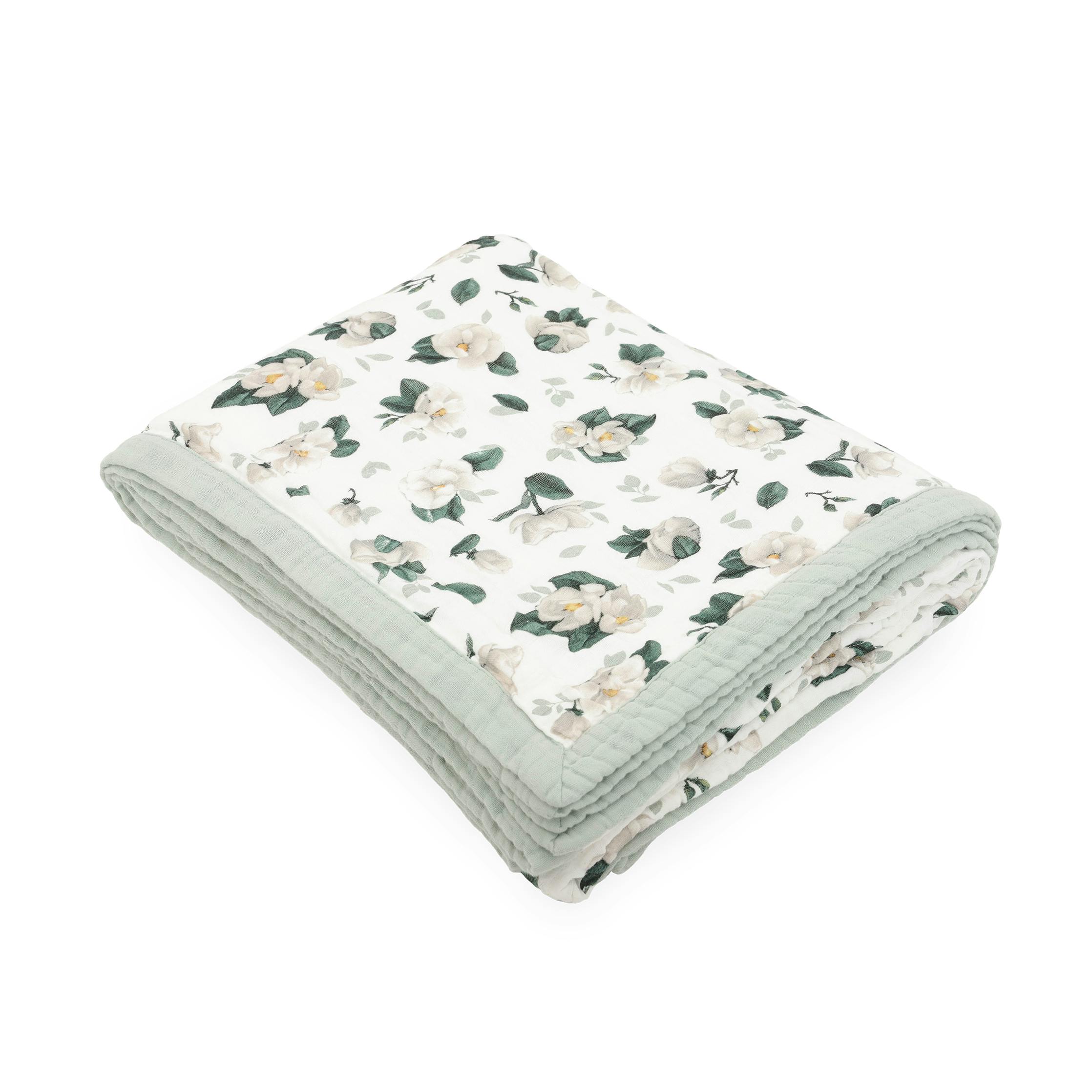 Organic Cotton Muslin Quilted Throw - Magnolia