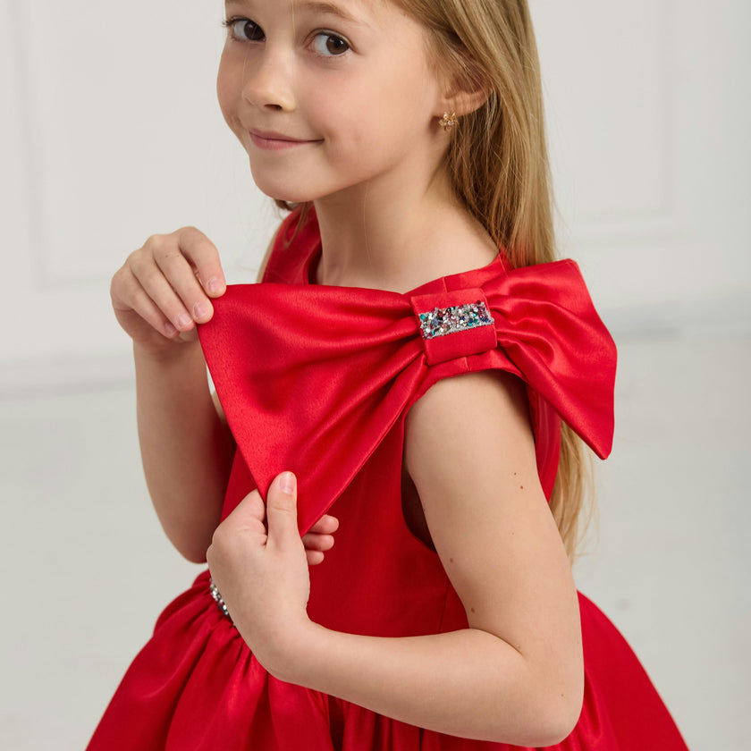 Red Satin Party Dress