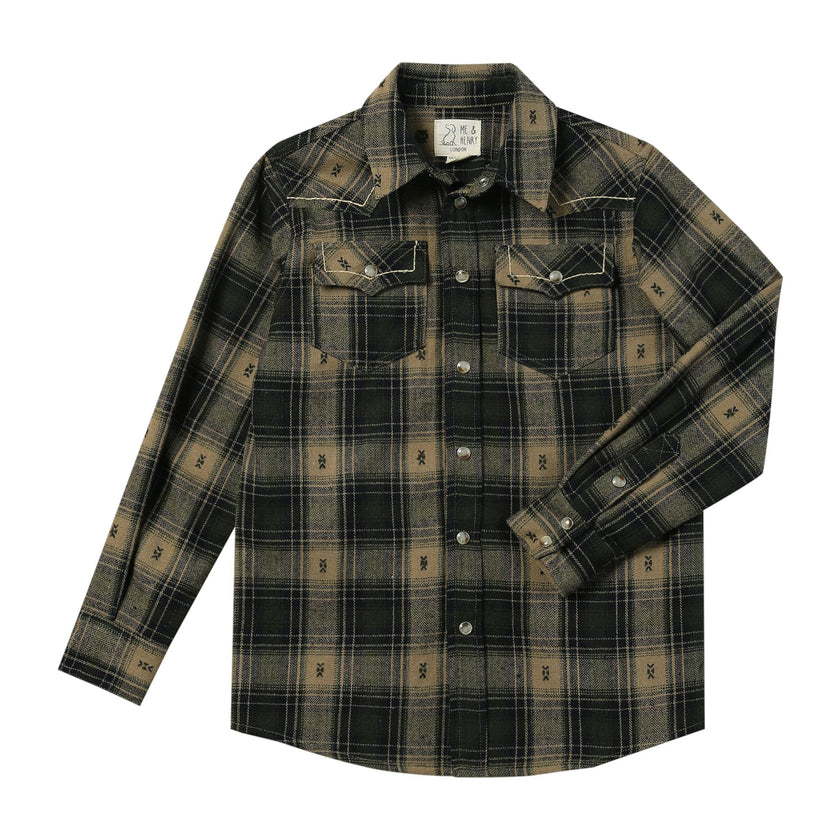 HOWDY Western Black/Brown dobby WOVEN SHIRT