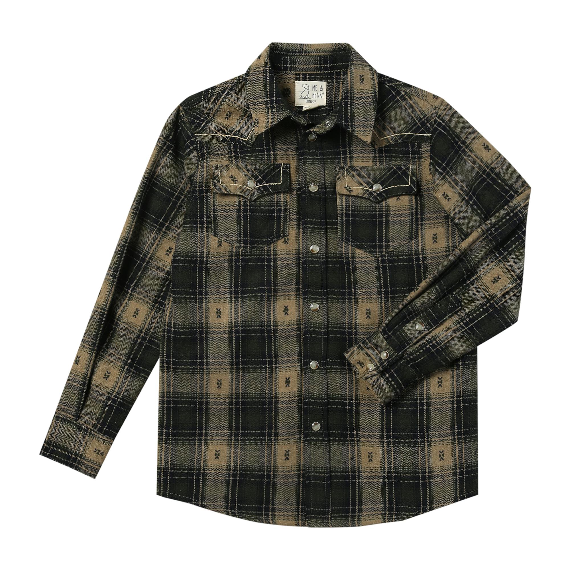 HOWDY Western Black/Brown dobby WOVEN SHIRT