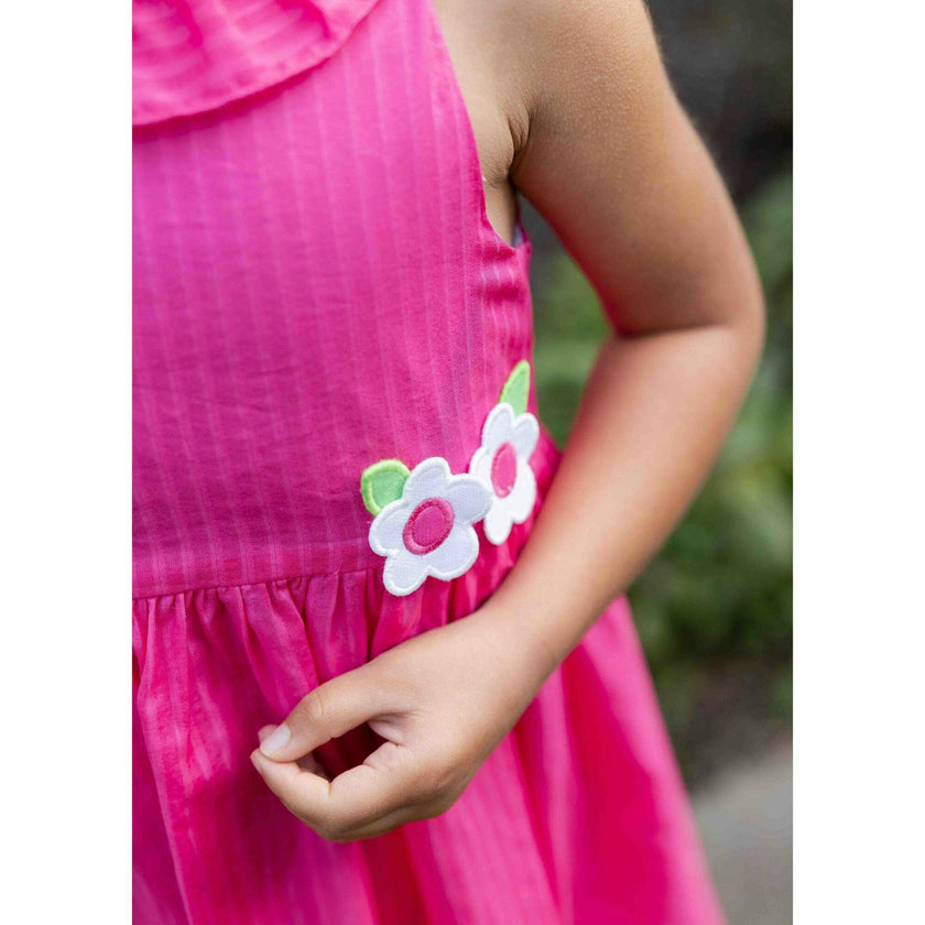 Shimmer Stripe Lawn Dress With Flowers