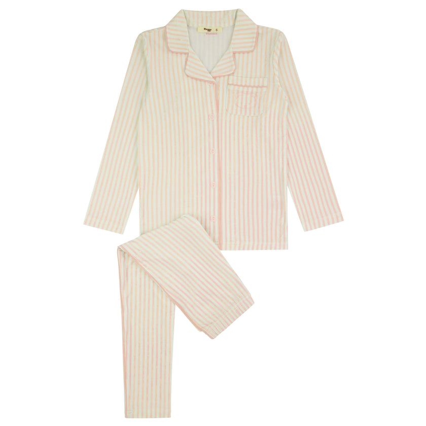 Striped Button Down Loungewear Set, Girls