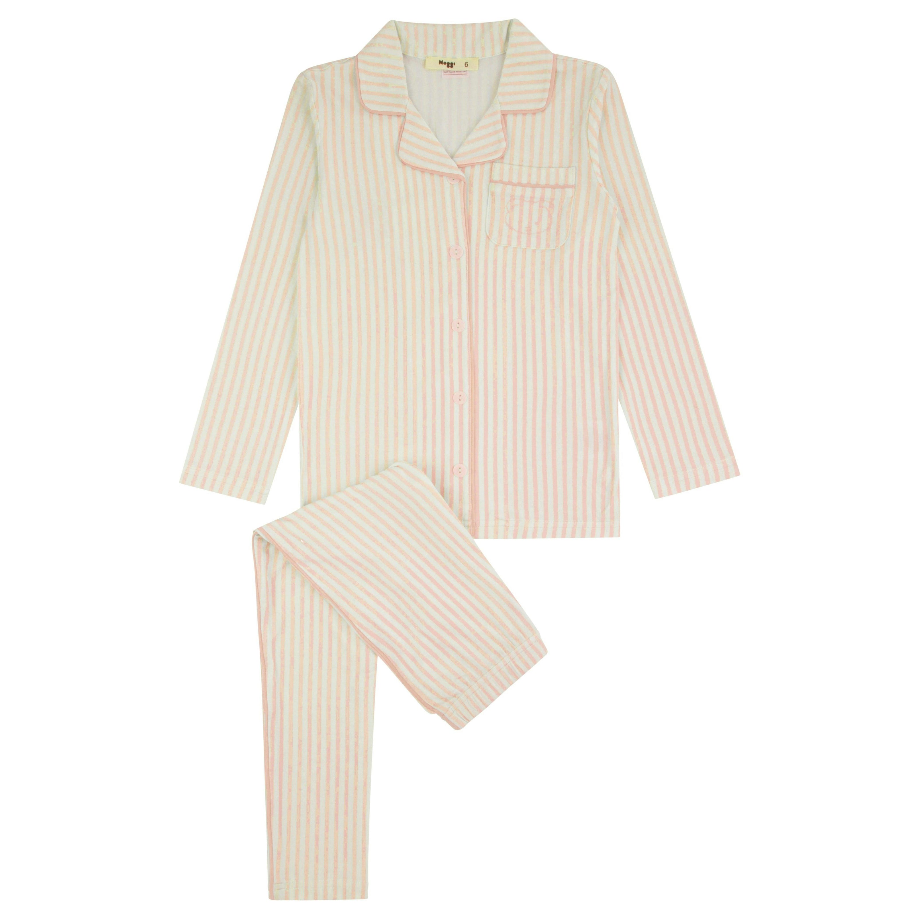 Striped Button Down Loungewear Set, Girls