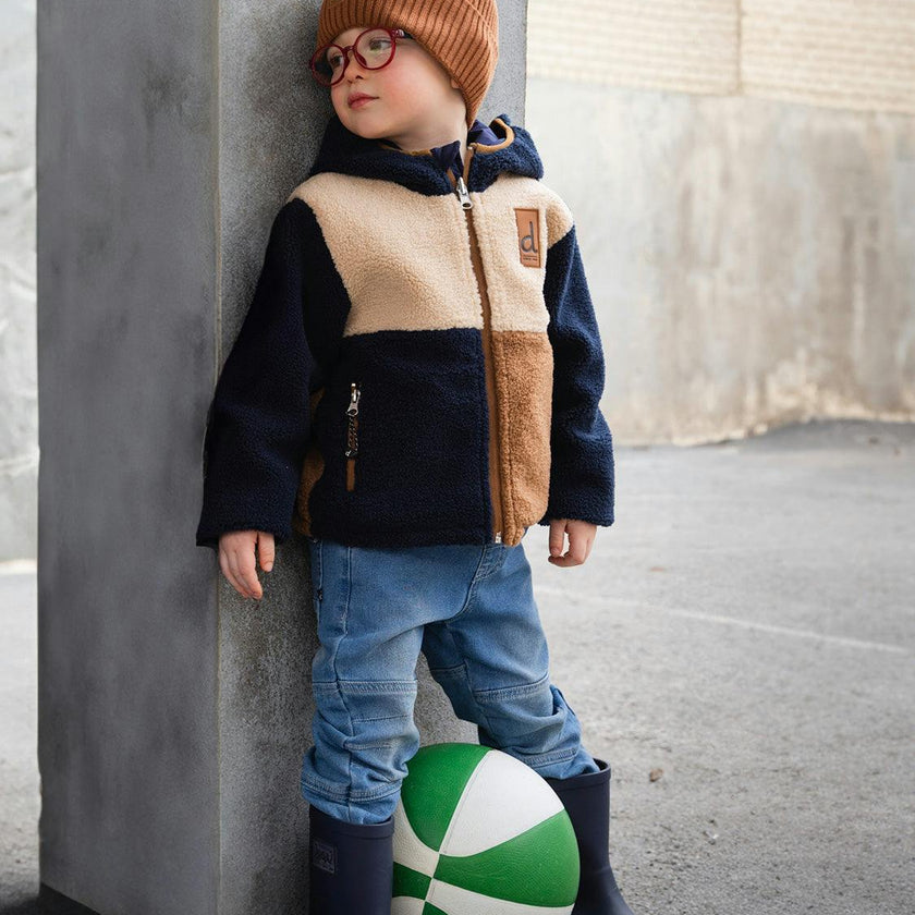 Baby Reversible Mid-Season Jacket Dark Blue, Beige and Brown