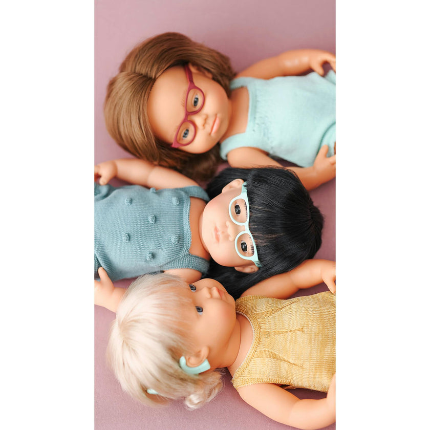 Colourful Edition Collection - Baby Doll Asian Girl with Glasses 15” (lead color rompers)