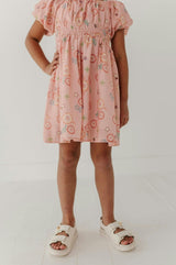 Girls Peasant Bubble Sleeve Dress in Polly Paisley