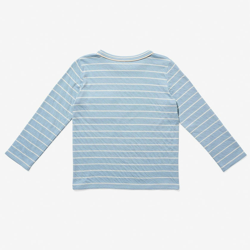 Edward T-Shirt, Dusty Blue Fine Stripe