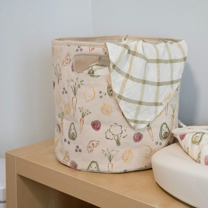 Clementine Fruits & Veggies Canvas Storage Bin