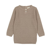 Tiny Tiles Knit Henley Collar Crew Fit Sweater