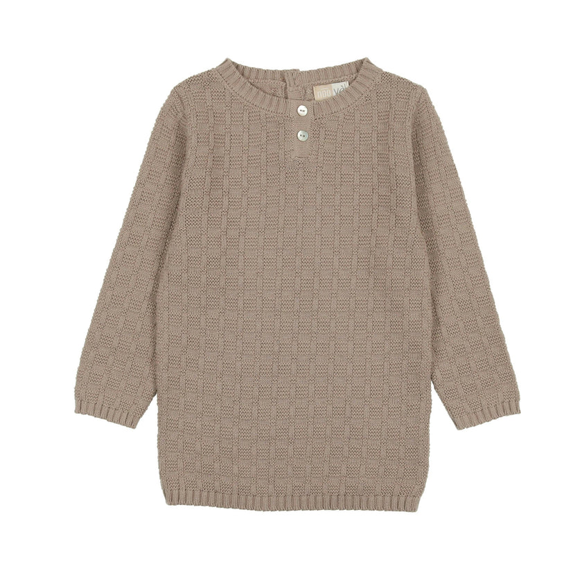 Tiny Tiles Knit Henley Collar Crew Fit Sweater