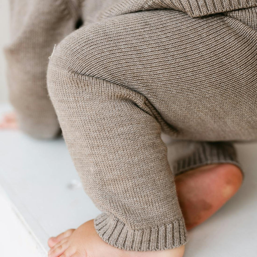 Merino Wool Joggers in Heather Brown