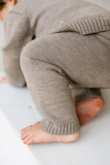 Merino Wool Joggers in Heather Brown