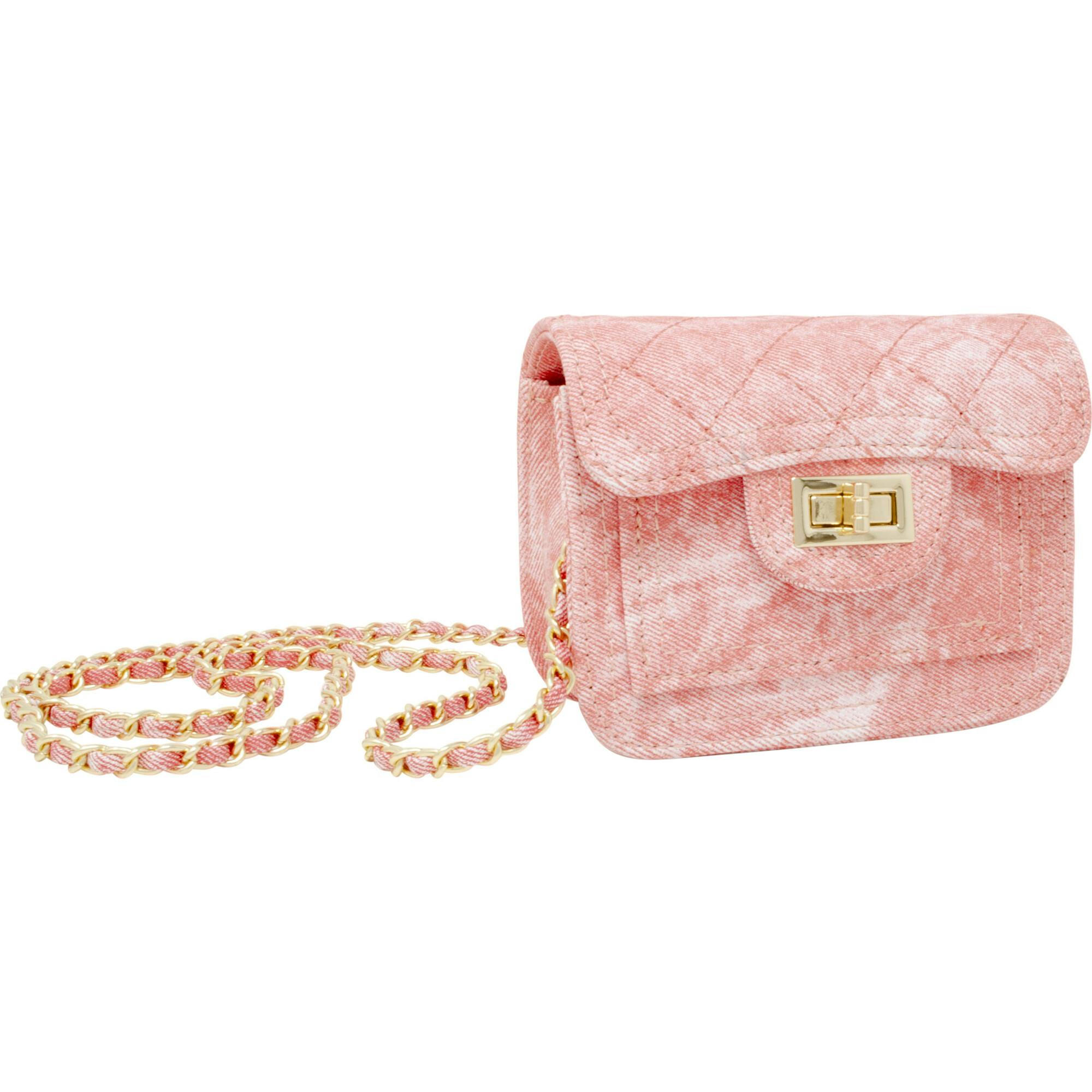 Tie-Dye Quilted Denim Handbag - Pink