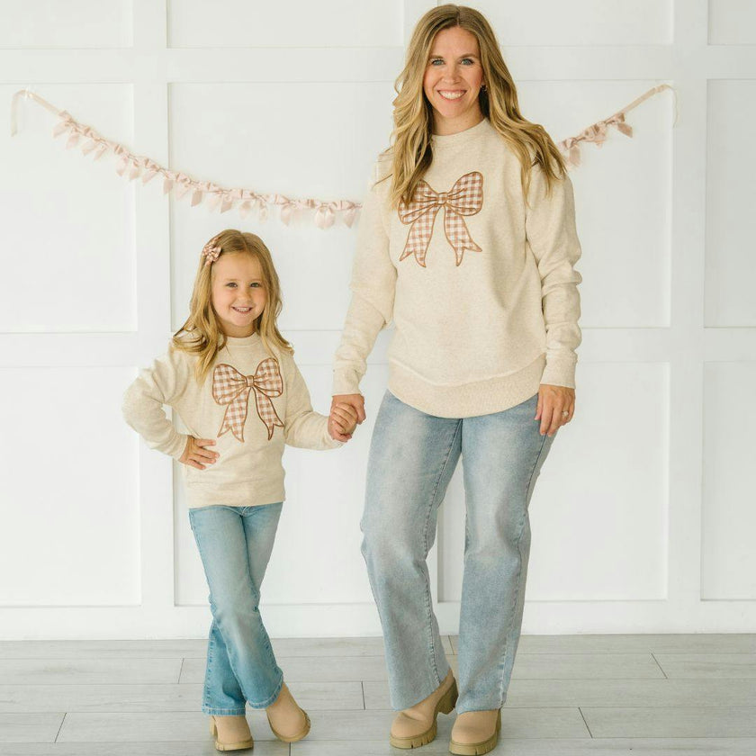 Gingham Bow Patch Women's Sweatshirt