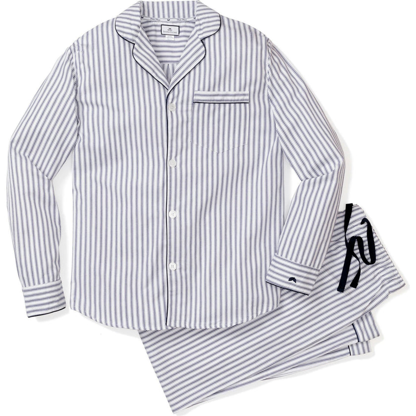 Men's Twill Pajama Set in Navy French Ticking