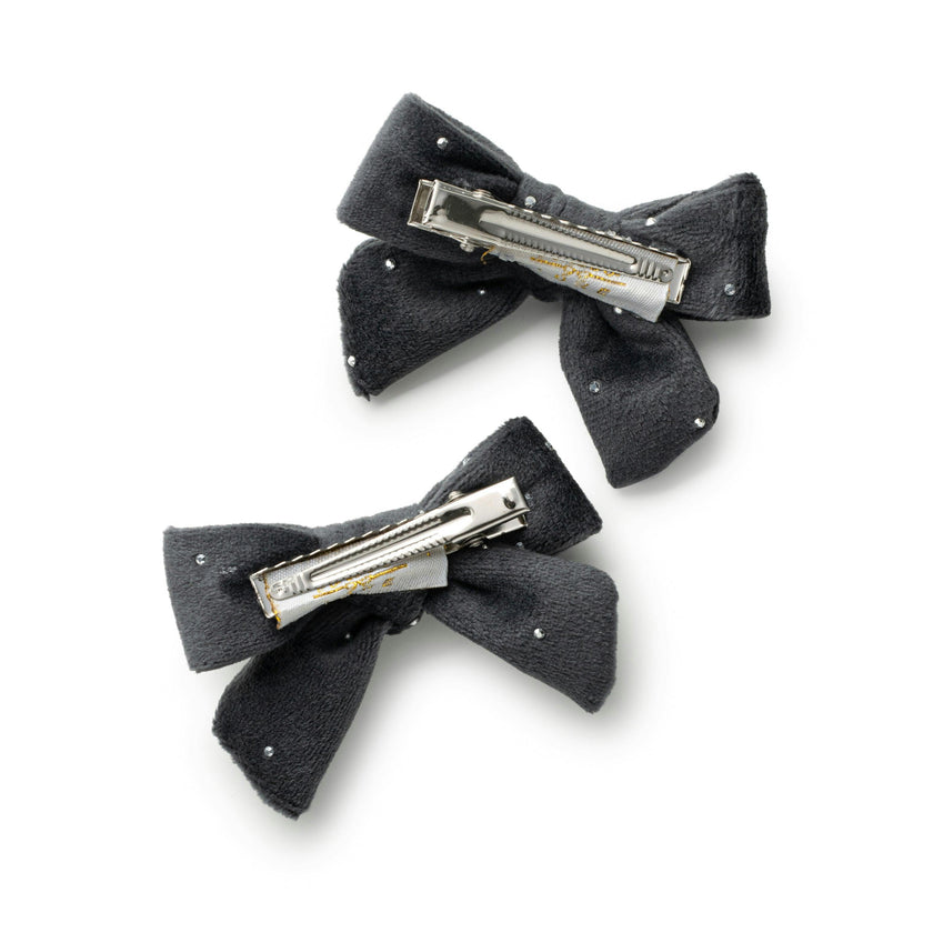 Halo Luxe Vivienne Studded Velvet Double Clip Set - Gray
